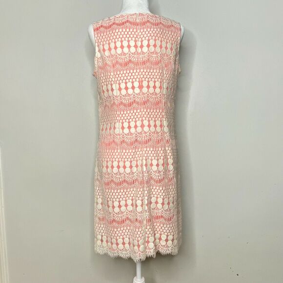 Eliza J Lace Sleeveless Sheath Ivory/Coral Dress Size 10 - Picture 3 of 8